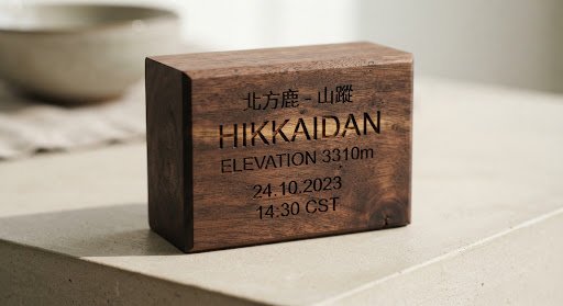 木底座雷射雕刻的山名、海拔與日期